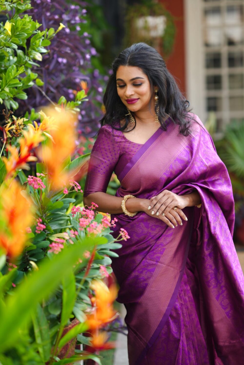 Lavender Silk Blend Woven Design Saree for Women | Traditional Ethnic Wear | Just Ethnic - Image 2