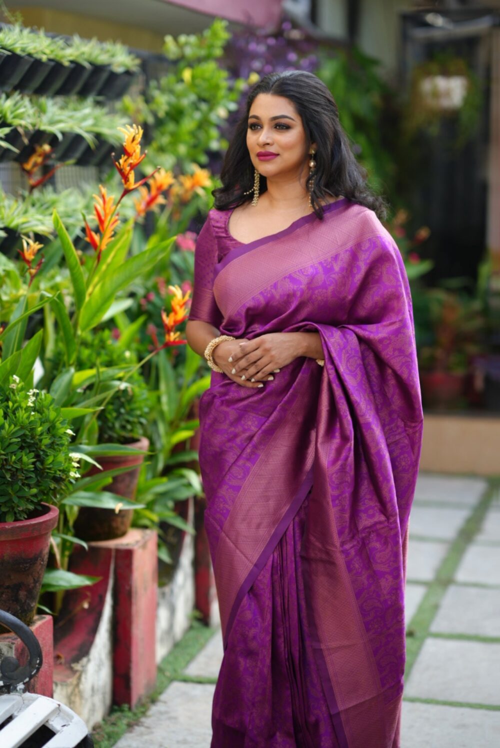 Lavender Silk Blend Woven Design Saree for Women | Traditional Ethnic Wear | Just Ethnic