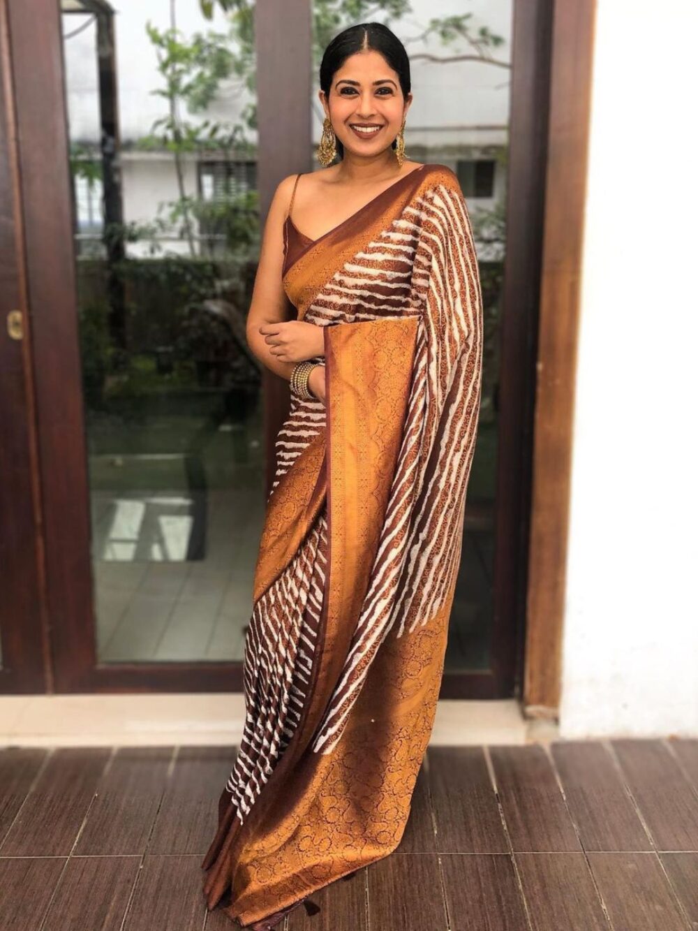 Coffee Brown Silk Blend Woven Design Saree for Women | Traditional Ethnic Wear by Just Ethnic - Image 2